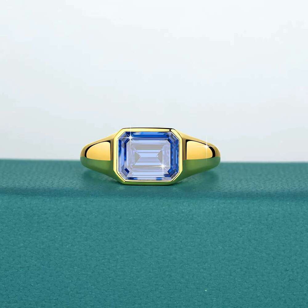 Boutique manufacturer corundum blue red jadeite zircon Father's Day husband gift hollowed out 14k men's jewelry