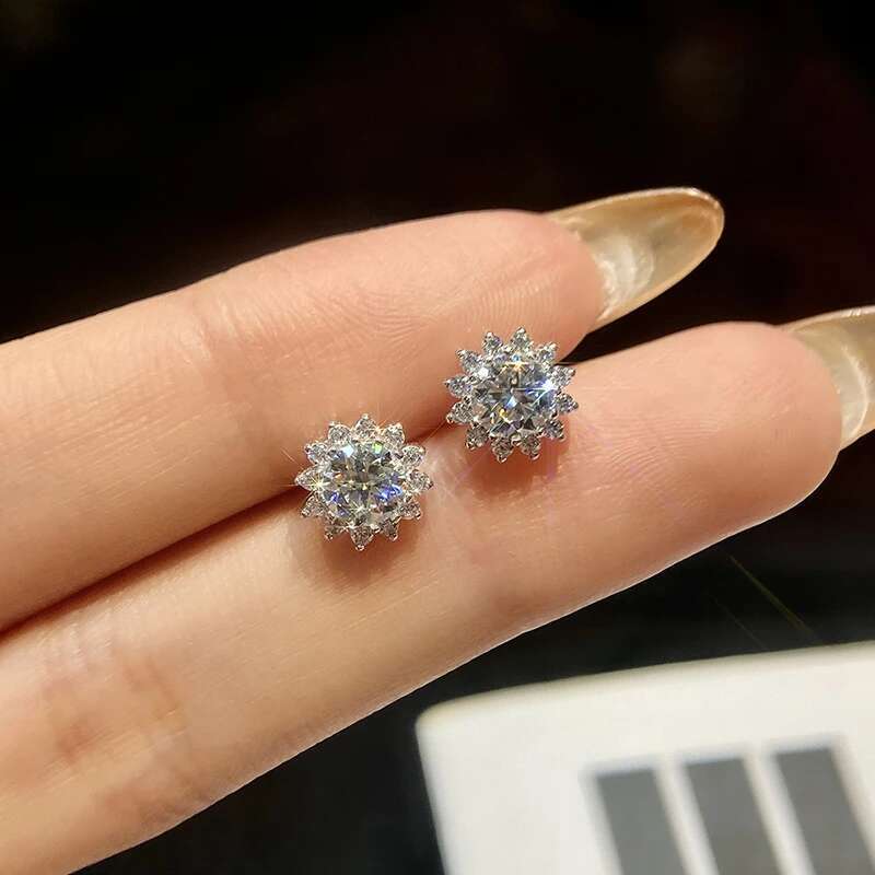 KNB 0.5ct D Color Certified Moissanite Stud Earrings Lab Created Diamond Real 925 Sterling Silver Wedding Fine Jewelry