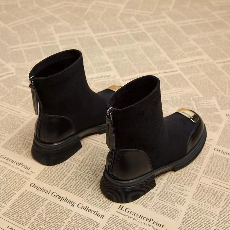 Designer Shoes 2025 Hot Retro Fashion Trend Martin Boots French Coarse Heel Versatile Short Boots for Women black