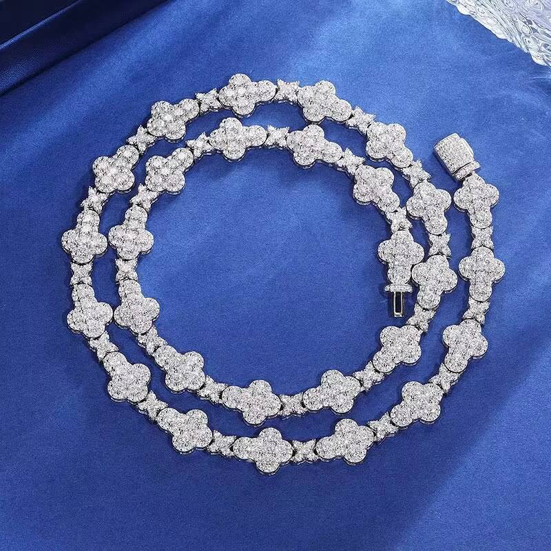 Hip Hop Fashion 10mm 925 Sterling Silver VVS Moissanite Diamond Iced Out Star Cross Link HipHop Necklace Chain