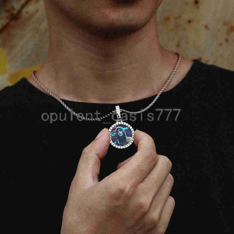 Wholesale Mens Memory Jewelry 25mm Gold Plated Brass moissanite Diamond Iced Out Custom Photo Pendant Picture Necklace