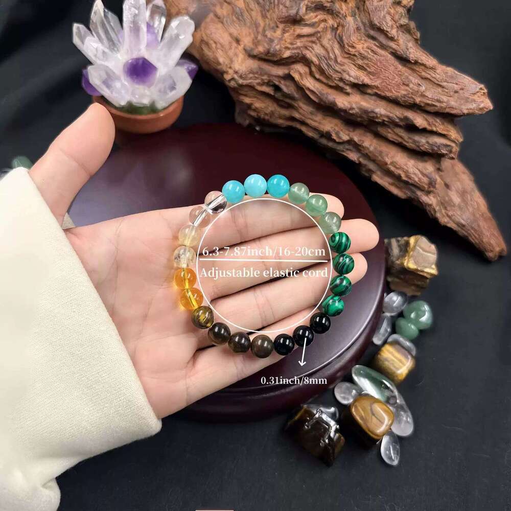 Temu Xiyin TK Natural Green Dongling Yellow Crystal Pea Tiger Eye Stone Bracelet