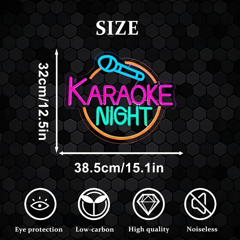 Karaoke Night Neon Sign Music Room Decor Karaoke Bar LED Sign for Wall Decor Karaoke Live On Air Neon Lights Signs Bar Open Neon Wall Light for Music 