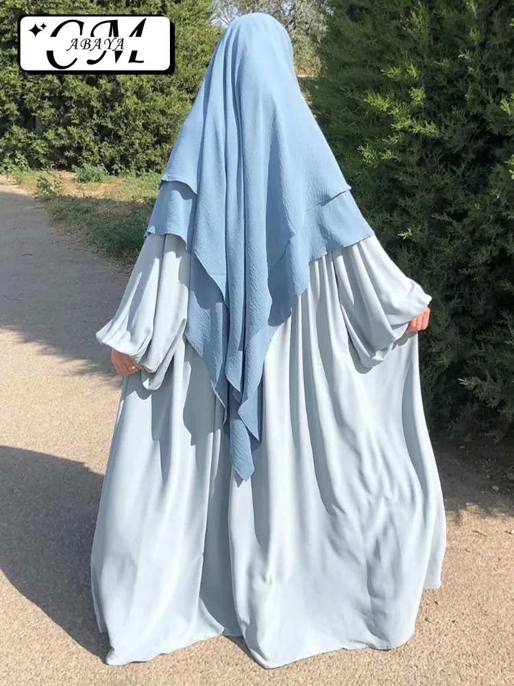 Ramadan Muslim Woman Abaya Islam Arabic White Turbans For Women Robe scarf Turkey Black Khimar Hijab Women Clothing Dress Veil 250420