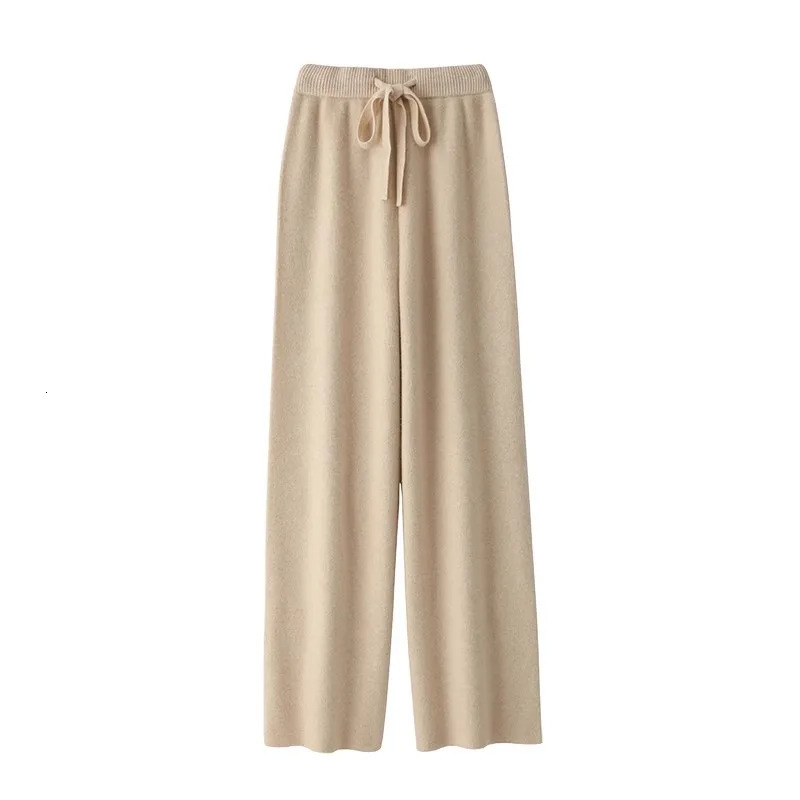 High Waist Fine Wool WideLeg Pants Temperament Mop Outer Wear Draping Effect Soft Glutinous Knitted Trousers 251121 - view 7