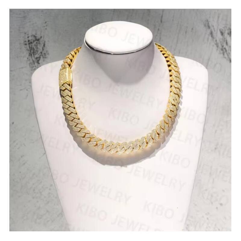 14mm Tester 925 Silver VVS Moissanite Diamond Custom Hip Hop Jewelry Iced Out Cuban Link Chain Initial Necklace