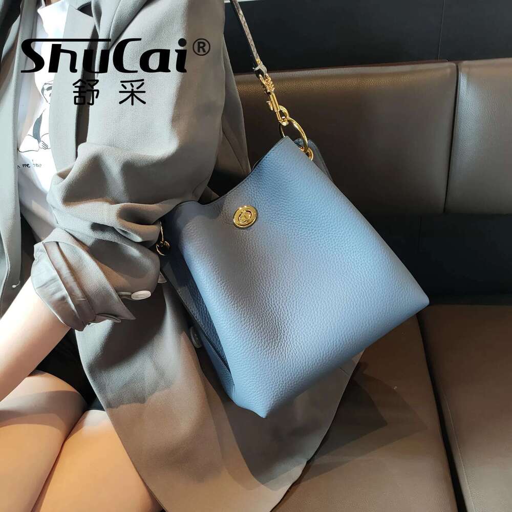 Genuine Leather Single Shoulder Bucket Head Layer Cowhide Crossbody Commuter Women's Bag