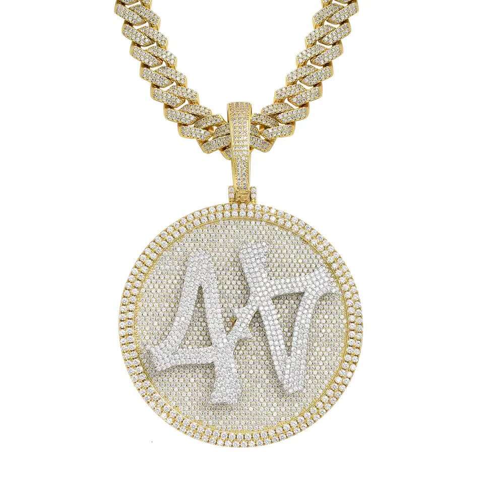 Hip Hop Trendy 18K Gold Plated Custom Number 44 Rotatable Iced Out Large Size Pendant Necklace