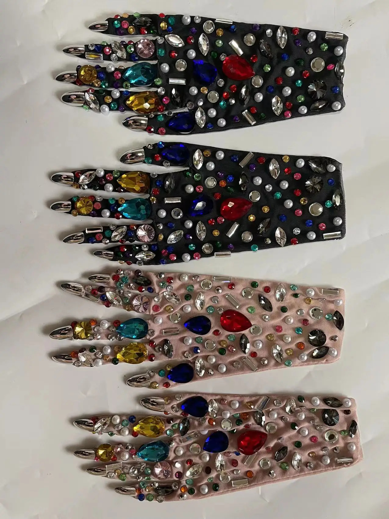 Sexy Rhinestone Mesh Gloves Shining Crystal Short Gloves Stage Performance Show Accessories Nightclub Party Outfit 250420