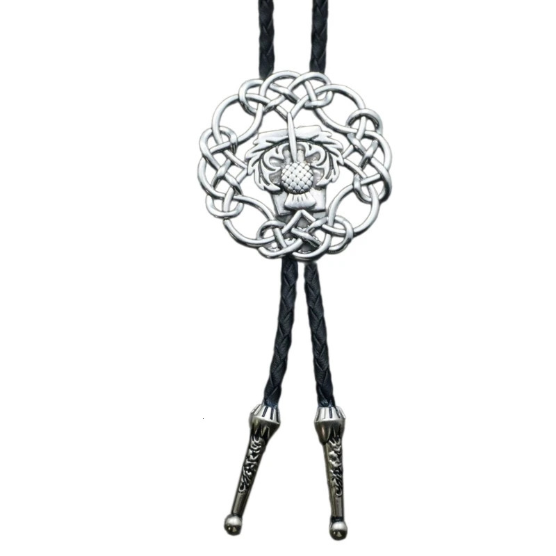 Mens Gothic Bolo Tie Cowboy Necktie Braided Leather Rope Necklace with Metal Skull Moths Pendant Jewelry Shirt Chain Ties 250430