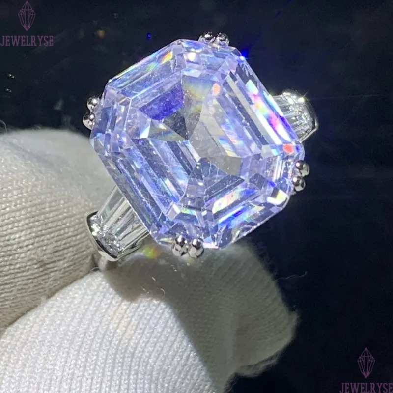 Sparkling Luxury Jewelry Wedding Ring ReaL 925 Sterling Silver Princess Cut White Topaz CZ Diamond Gemstones Party Handmade Moissanite Women Engagemen