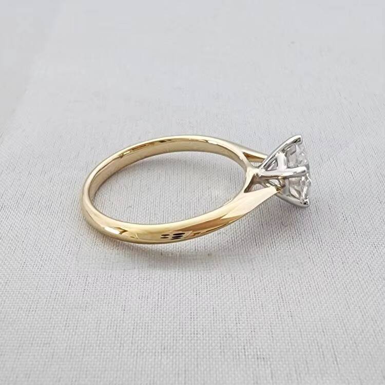 Classic 14K Gold Ring 15CT Round Lab Diamond IGI Certificate Two Tones Lab Grown Diamond Engagement Ring