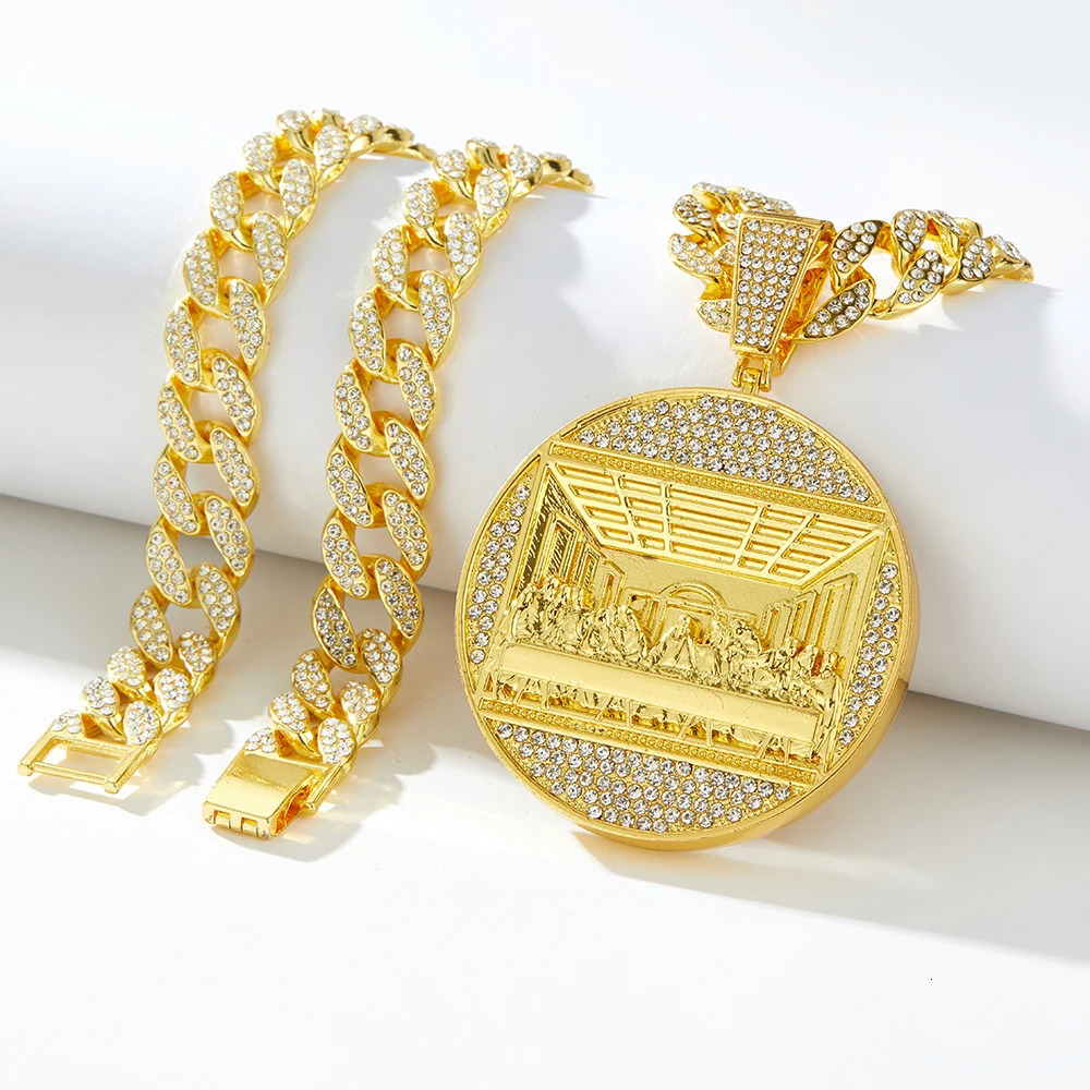 Hip hop Last Supper Pendant Jewelry Necklace Rap Singer Necklace Religious Men and Women Cuban Pop Chain Gift 250428
