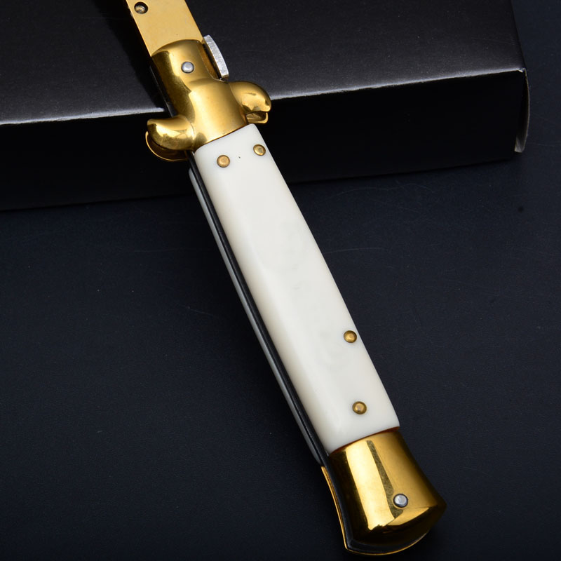 5Models 9'' Inch Stiletto Mafia Folding Knife 3.77'' 440C Blade, Acrylic Handles