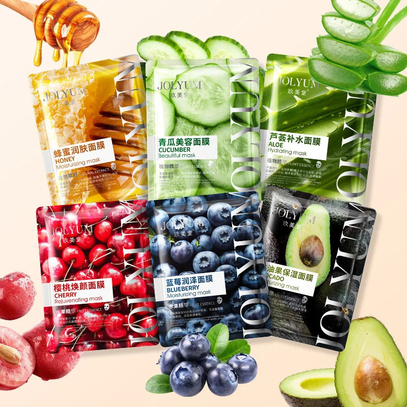6pcs Fruit Face Mask skincare Hydrating Facial Masks Face Sheet Mask Skin Care Products 250430