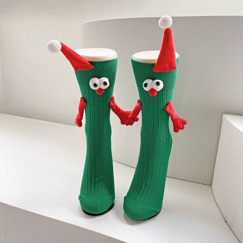 Christmas children's parent-child magnetic suction cute and funny cartoon doll dopamine pile socks, in hand trendy socks