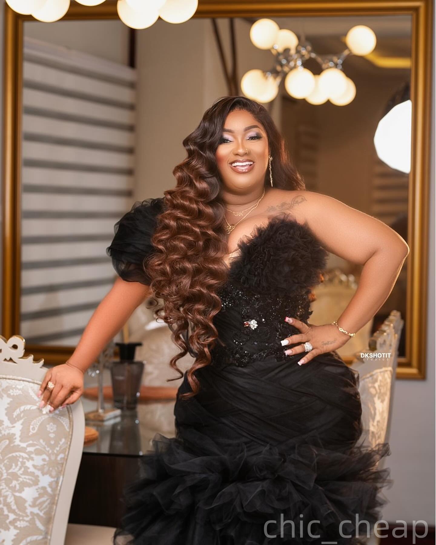 Mermaid Black Plus Size Prom Dresses 2025 Lace Beaded One Shoulder Tulle Evening Formal Party Second Birthday Engagement Gowns Dress For Special Occas