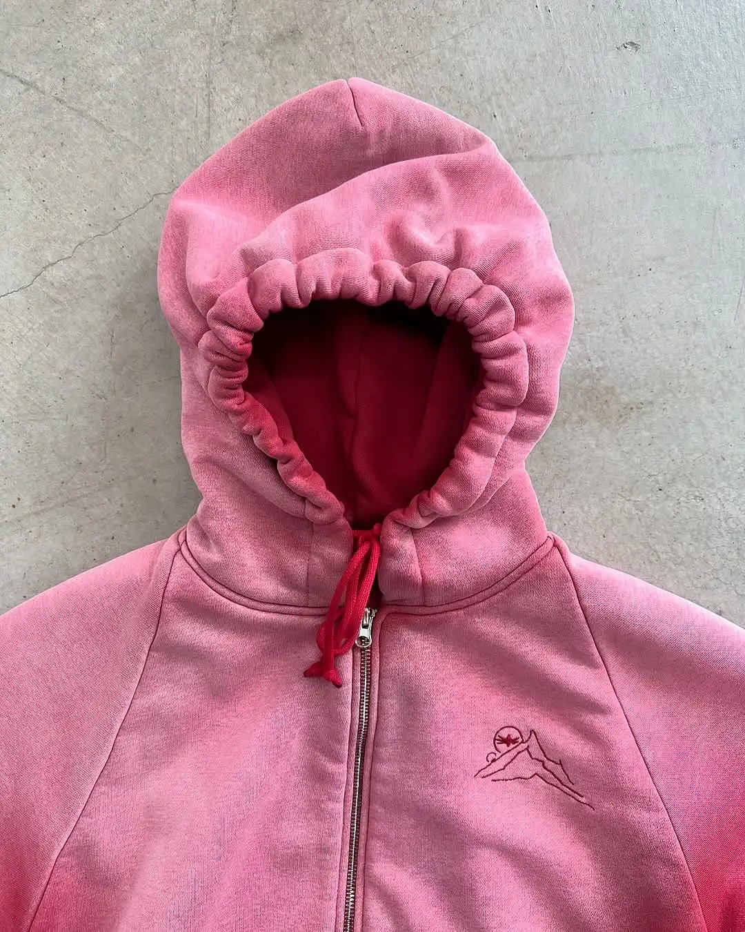 American High Street Wrinkles Wash Bright Gradient Cotton Zipper Hoodie Mens Loose Seasonal Trend Wear 250418