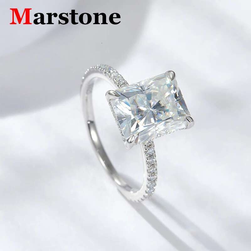 4CT Full Moissanite Diamond D Color VVS Womens Radiant Rings 925 Plated 18K Gold Fine Jewelry Wedding Engagement Ring for Women