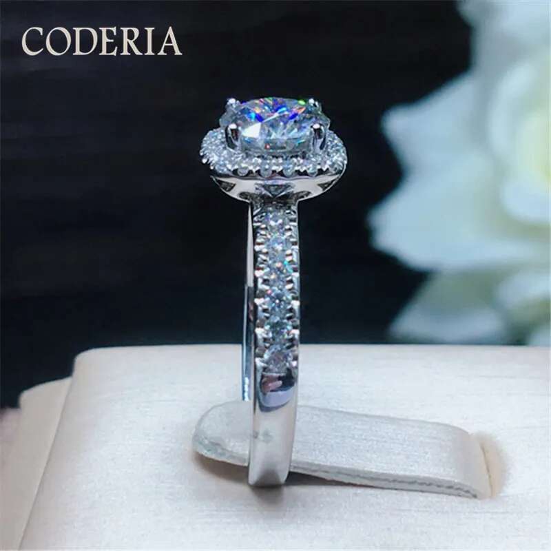 Diamond Tested Pass Real Moissanite Eternity Ring Wedding Engagement Band for Women VVS1 Brilliant Halo Rings Fine Jewelry