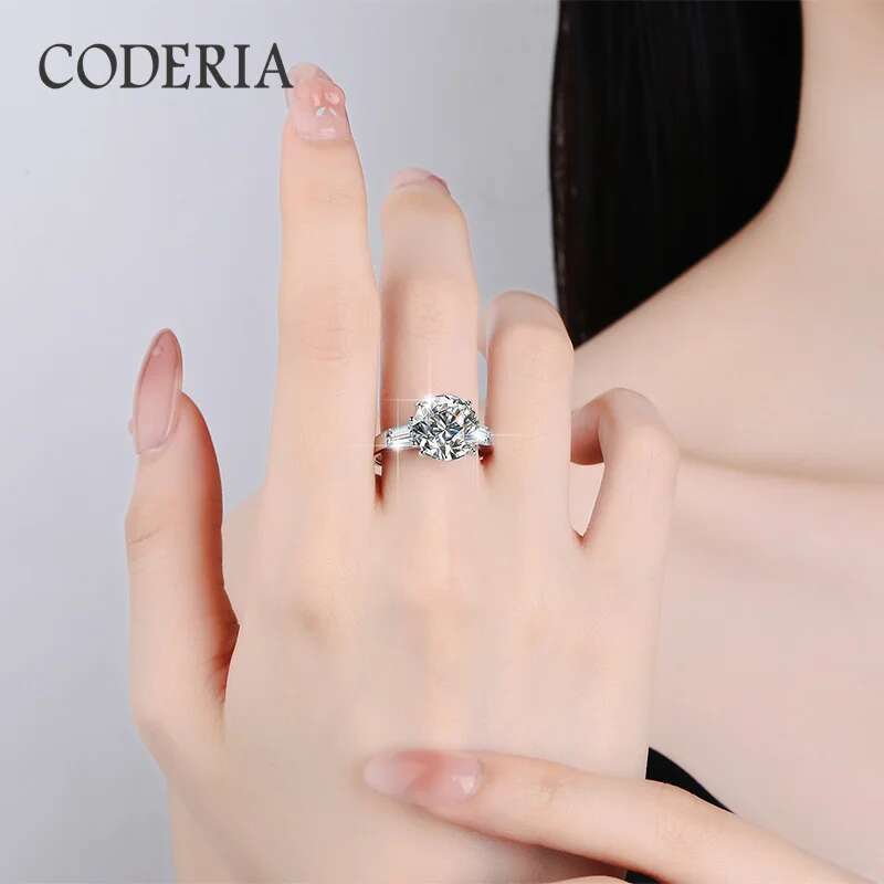 5 Carat D Color GRA Certified Moissanite Ring Women Wedding Jewelry VVS 3EX Cut Round Diamond Rings Engagement Gift