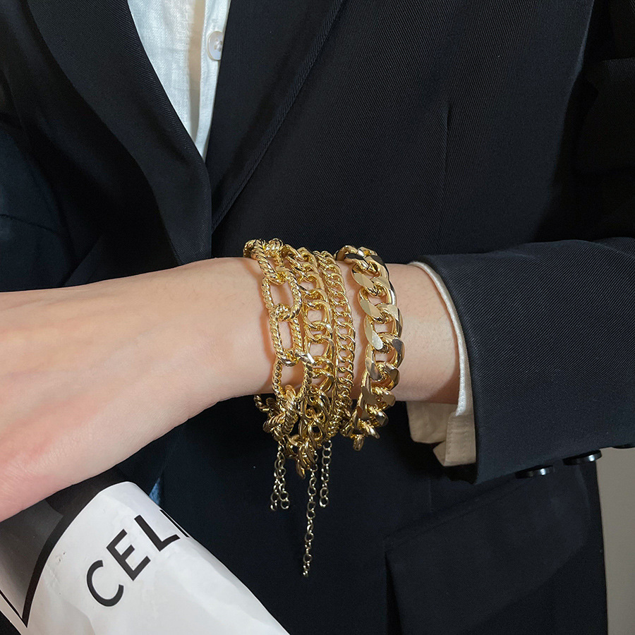 European and American Cross-Border Metal Chain Set Simple Fashion Personality Trendy Versatile Bracelet 2025 New Style Jewelry - view 4