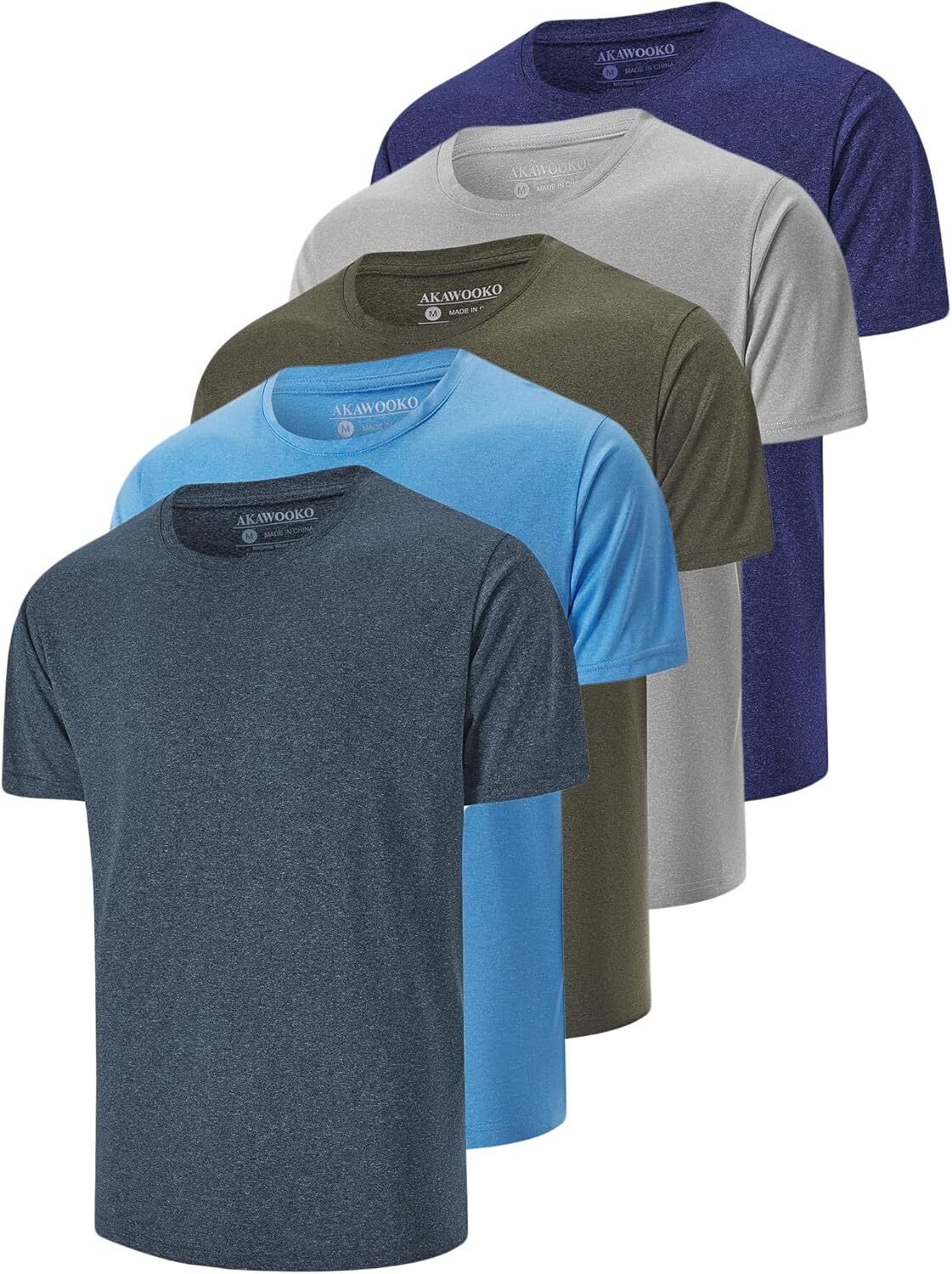 5 Pack Men's Dry Fit T Athletic Running Gym Workout Short Sleeve Tee Shirts for Men