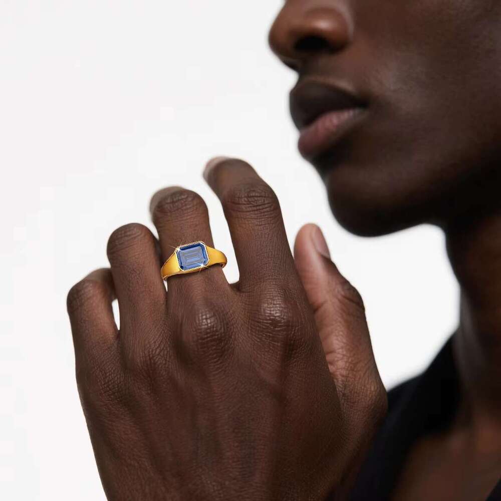 Boutique manufacturer corundum blue red jadeite zircon Father's Day husband gift hollowed out 14k men's jewelry