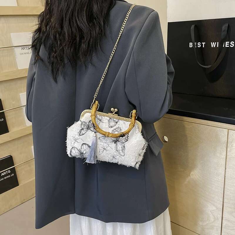 New Chinese Qipao Bag, Women's Fashion Handbag, Elegant Classical Banquet, Party Making, Butterfly Pattern