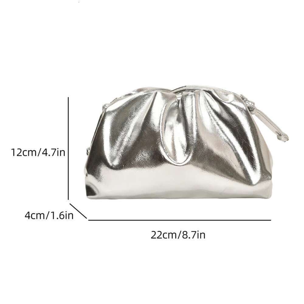 Small Design Women S Soft PU Leather Gold Sier Cloud Hobo Bag Elegant Dressy Handbag Ruched Dumpling Party Clutch Purse Bag