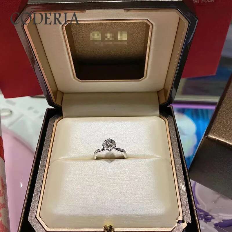 New Moissanite Ring 0.5CT 925 Sterling Silver Proposal Engagement Diamond Rings Women Girls Premium Gift Fashion Jewelry