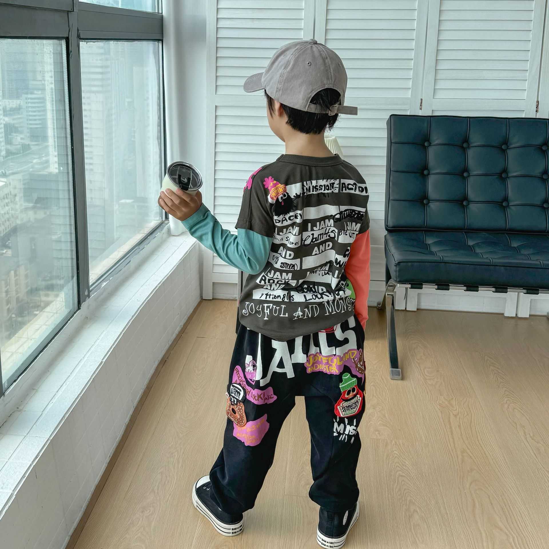 Jam Trendy Loose Haren Pants for Boys and Girls Cartoon Graffiti Waist Pants Big Butt Pants Tall Y2504300A4U