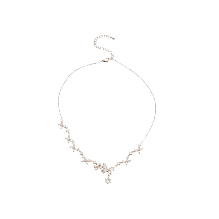 Korean Style Ins Zircon Butterfly Pendant Exquisite Elegant Temperament Versatile Collarbone Chain Light Luxury High-end Sense Necklace - view 9