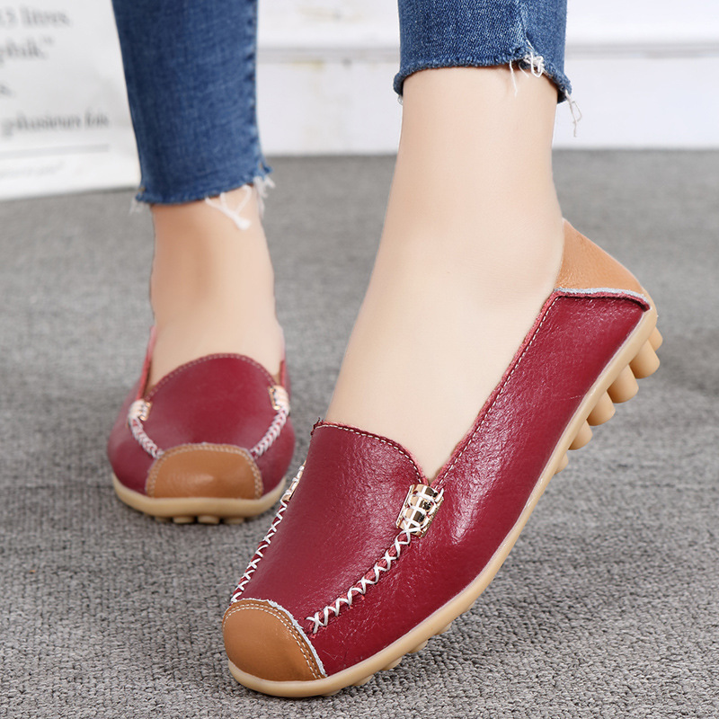 Bean Women S New Spring Summer Leather Surface Waterproof And Anti Slip Cow Tendon Soft Sole Casual Versatile Mom Shoes Ddmysaturn