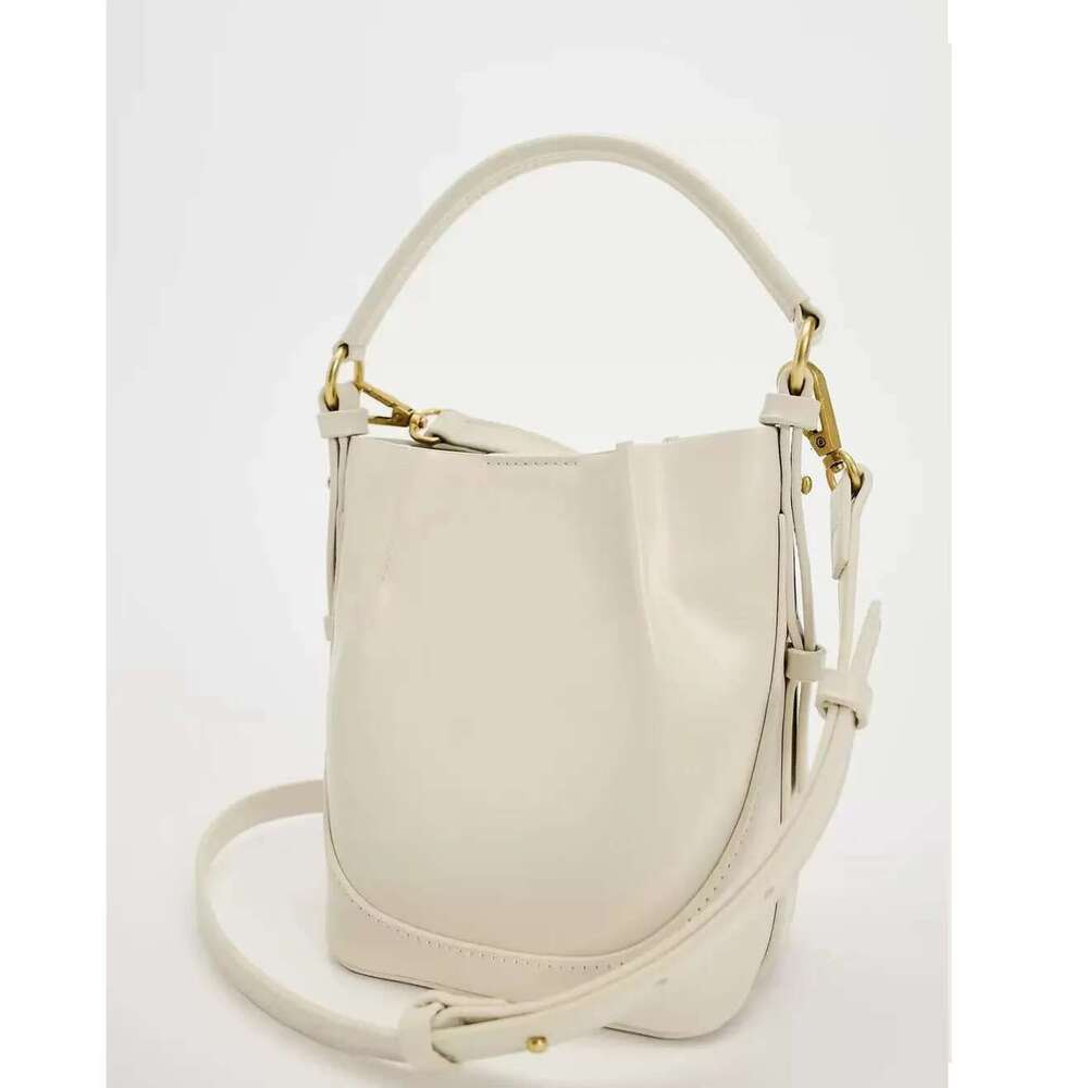 2025 New Fashion Women's Brown Korean Version Of Portable Slung Broadband Beam Mouth Bucket Bag