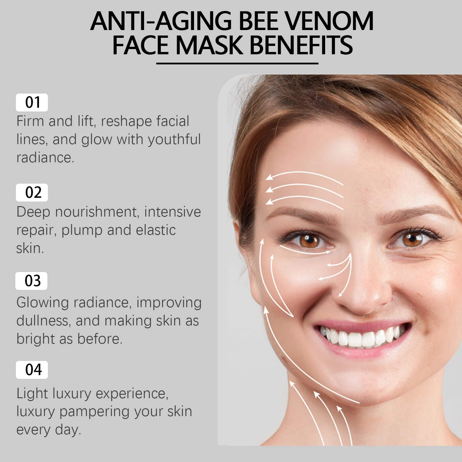 Bee Venom Face Mask Lift Firm Increase Skin Elasticity Fade Fine Lines Smooth Hydrating Skin Care Mask 250430