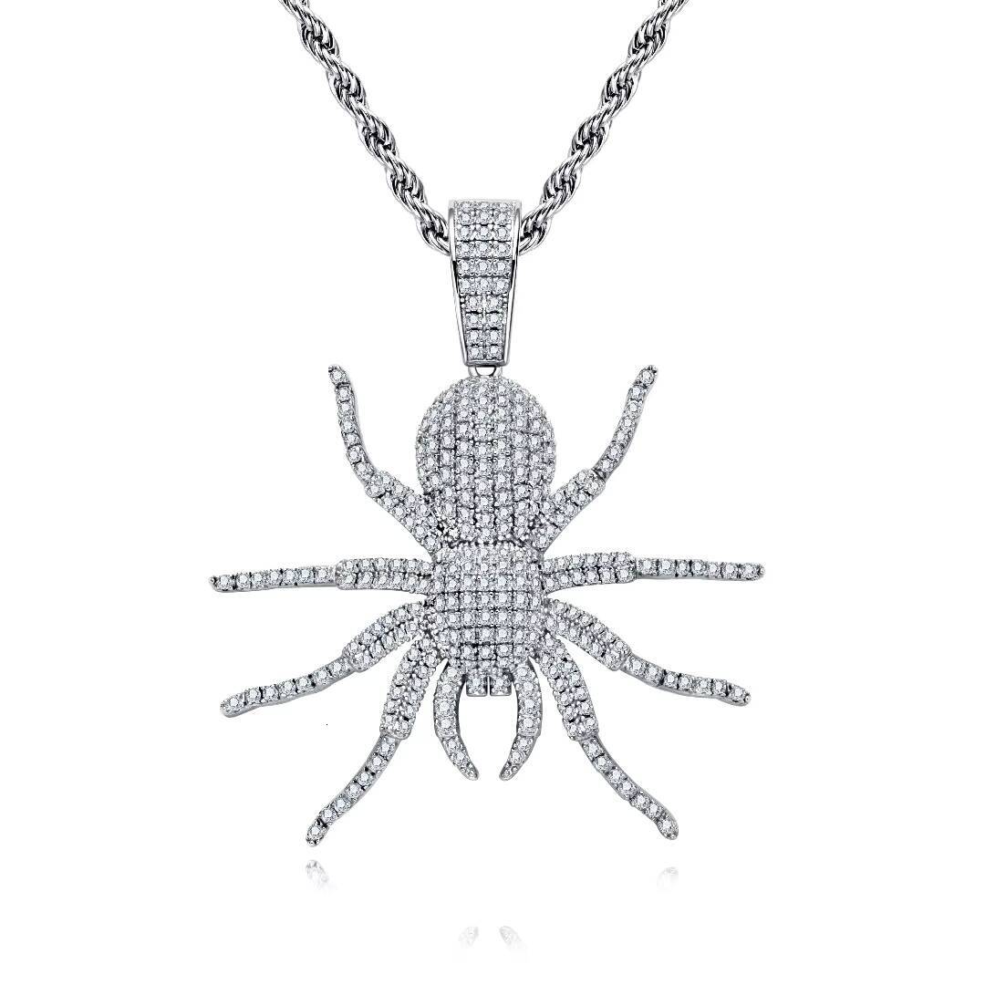 Hip Hop Mens Jewelry Bling Full Moissanite Spider Pendant Pass Diamond Tester 925 Silver VVS Custom Spider Charm Pendants