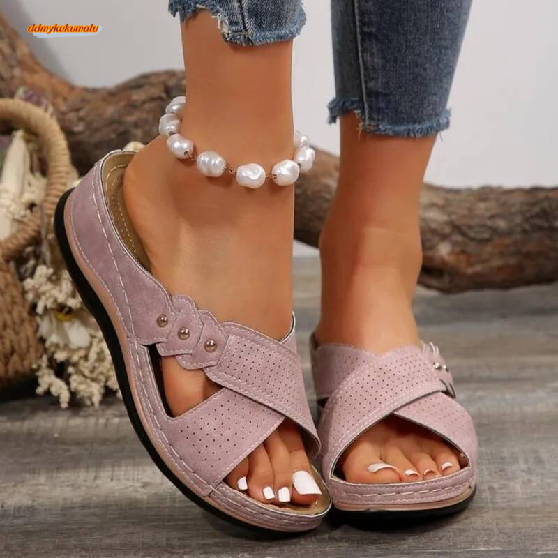 Women Summer Comfortable Sandals Slides Woman Wedge Ladies Shoes Non-Slip Footwear Female Slipper ddmykukumalu
