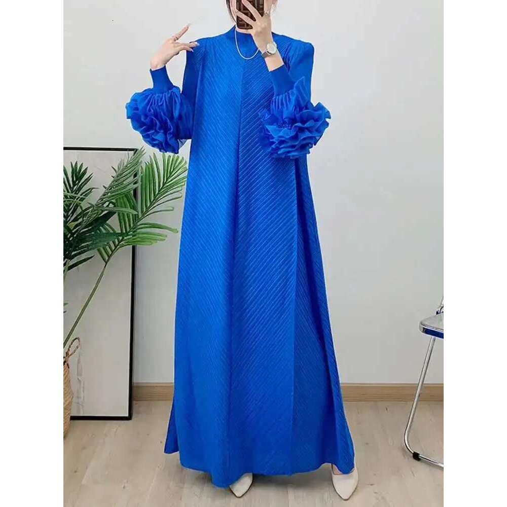 LANMREM Wine Red Pleated Dress For Women Flower Sleeves Female Evening Party Elegant Clothing Trendy New Ladies 2Db1827