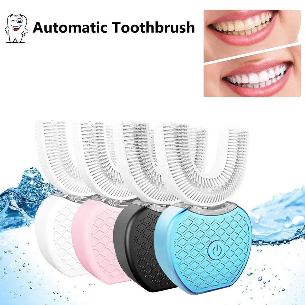 U Shape 360 Degree Automatic Lazy Sonic Electric Toothbrush Cold Blue Light Tooth Whitening Tool Ultrasonic Tooth Cleaner Brush 251126