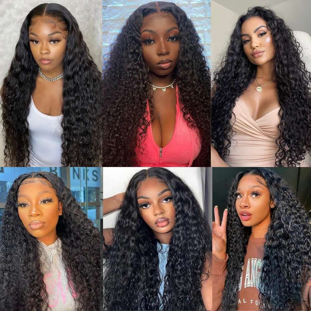 Curly Lace Front 13*3 For Black Women Long Deep Wave Synthetic Wigs With Baby Hair Heat Resistant Fiber Glueless