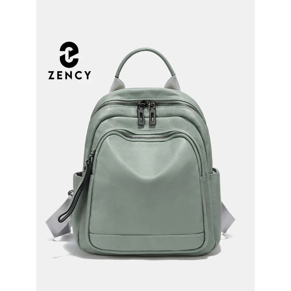 Zency 100% Genuine Leather Stylish Backpack Women Large Capacity Travel Rucksack New Knapsack For Ladies Satchel SchoolBag