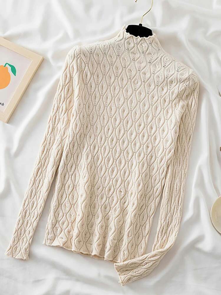 AOSSVIAO fashion Cashmere Turtleneck Women Sweaters Autumn spring Warm Pullover Slim Tops Knitted Sweater Jumper Soft Pull Female fashion clothing wom