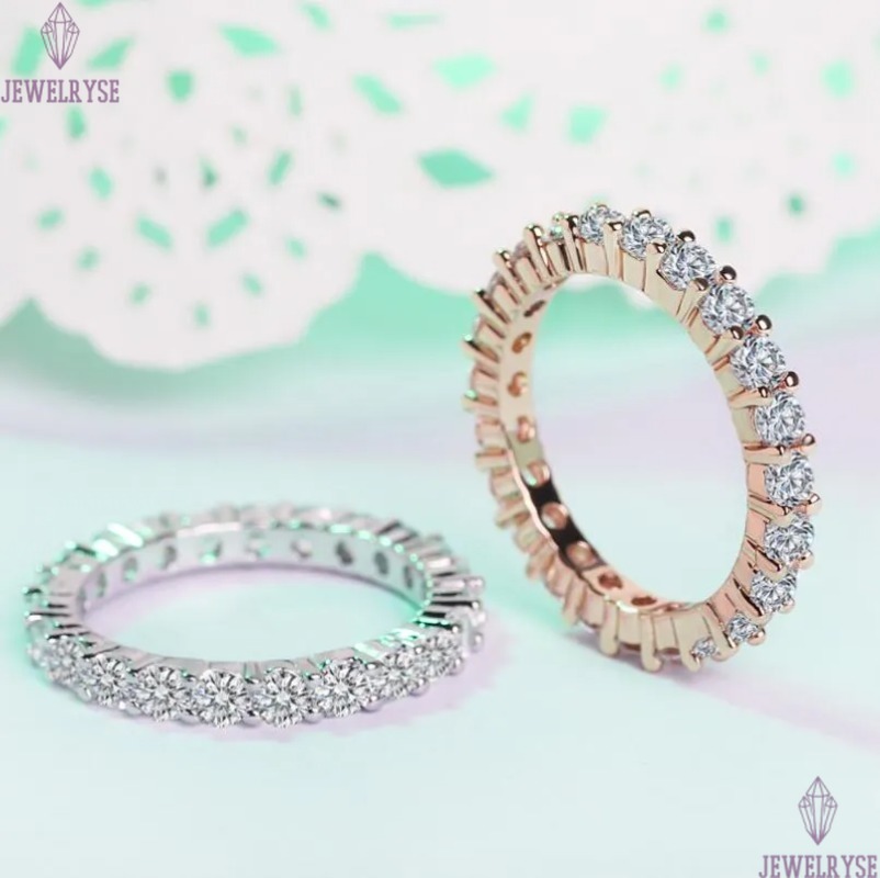 Choucong Top Sell Wedding Rings Simple Fashion Jewelry 925 Sterling Silver Rose Gold Fill 3MM Round Cut 5A Zircon Eternity Party Women Bridal Ring Set