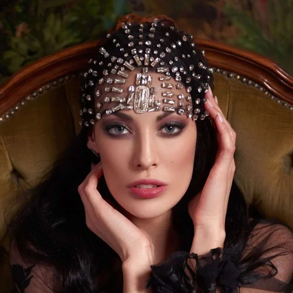 Elegant Rhinestone Bridal Headband Hat Forehead Hair Accessories Fashion Jewelry Wedding Crystal Head Chain Women Headpiece