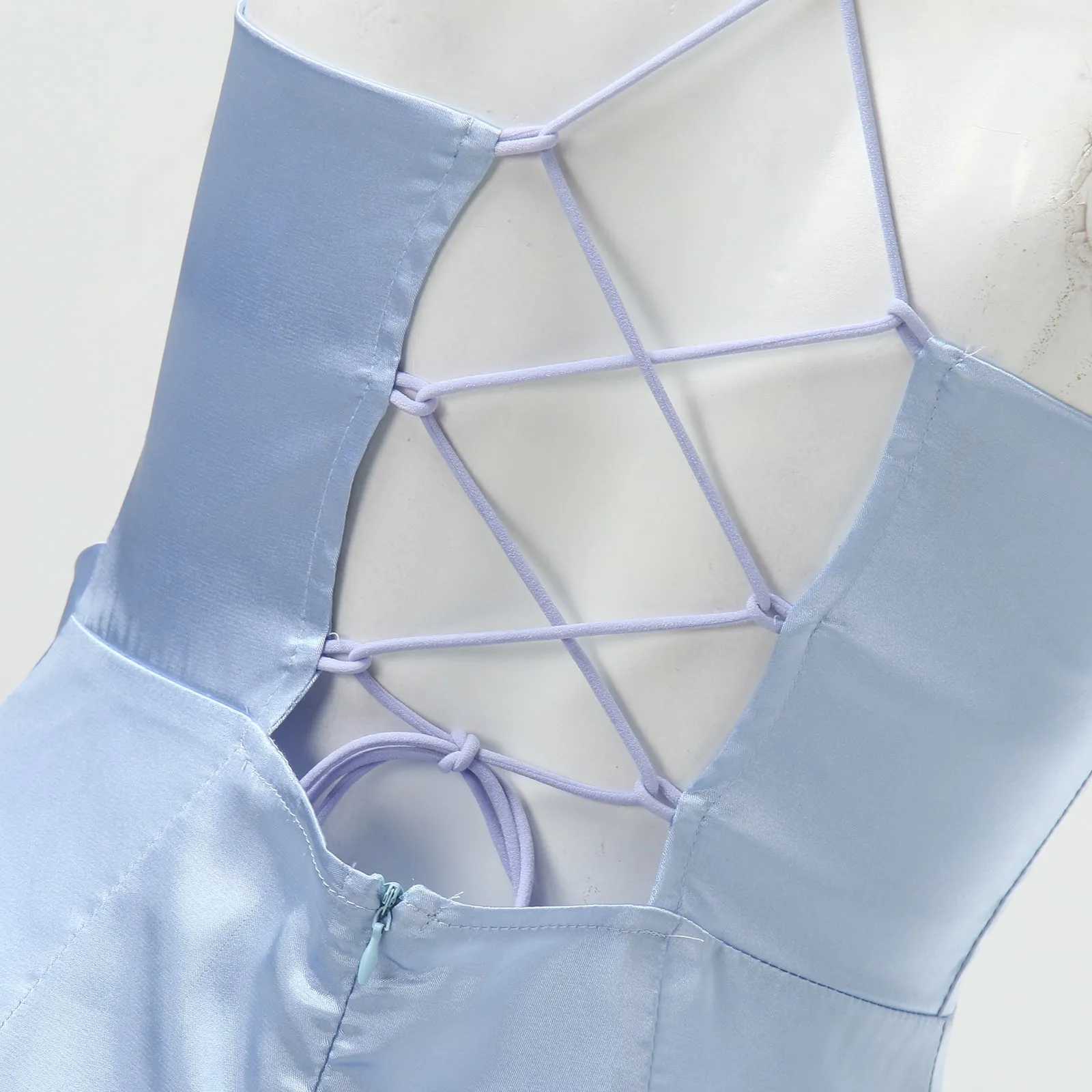 Elegant womens sexy satin Maxi dress with ribbon tight corset push ups fishbone folds sewn party evening gown for 2023 women W250430