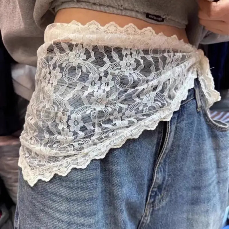 Deeptown Korean Style Sweet Lace Mini Skirts Women Elegant Y2k Cute Short Skirts High Waist Streetwear Fashion Lace Up Skirt 250428