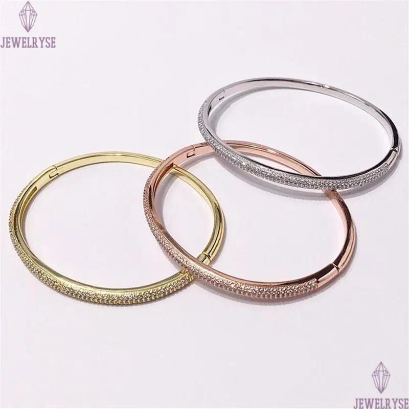 Choucong Brand Desgin Wedding Bangle Sparkling Luxury Jewelry 18K White Gold Fill Full White Sapphire Pave Zircon CZ Diamond Gemstones Women Bracelet 