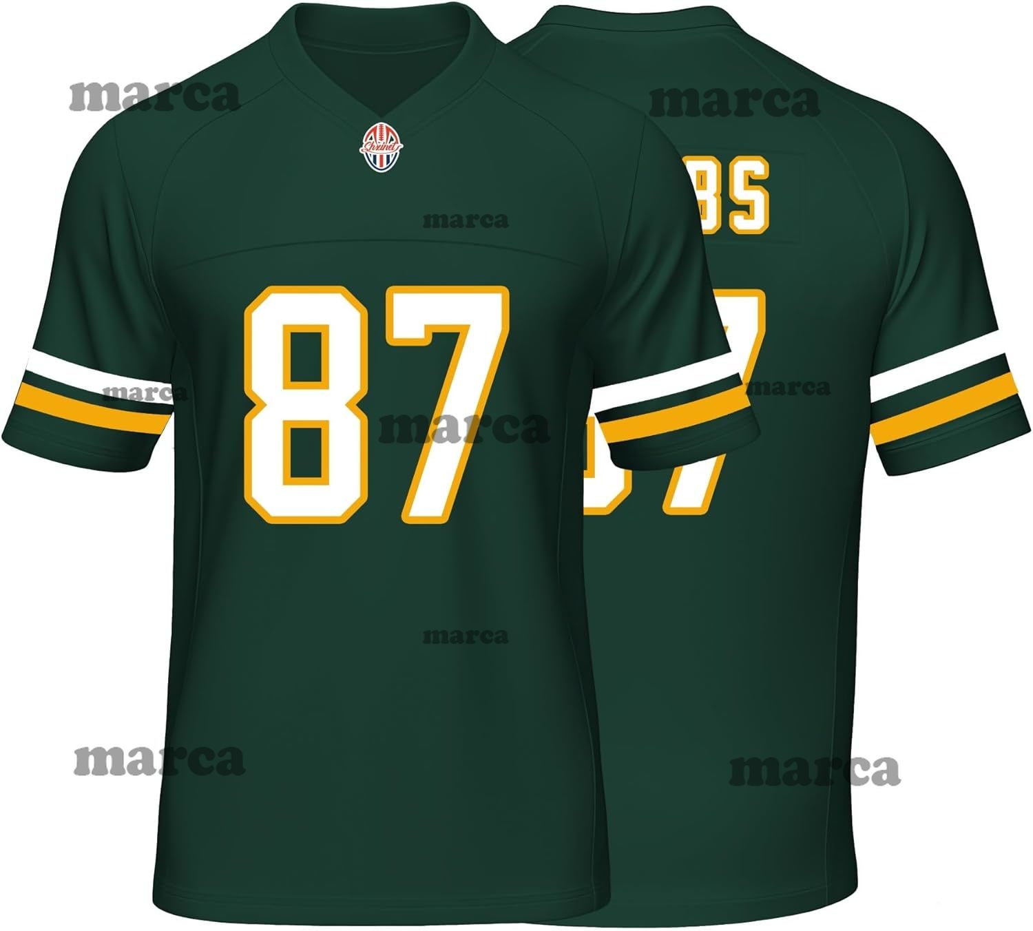 Custom Mens/Youth Football Stitched T-Shirt for Sports Fan Green/White No Brand/Logos