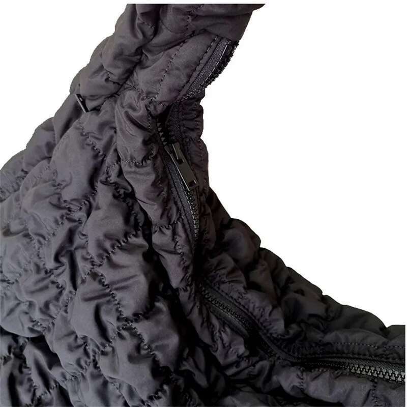 Women Pleated Handbag Large Capacity Down Big Shoulder Female Solid Color Space Cotton Padded Dumpling Shopping Bag Bag